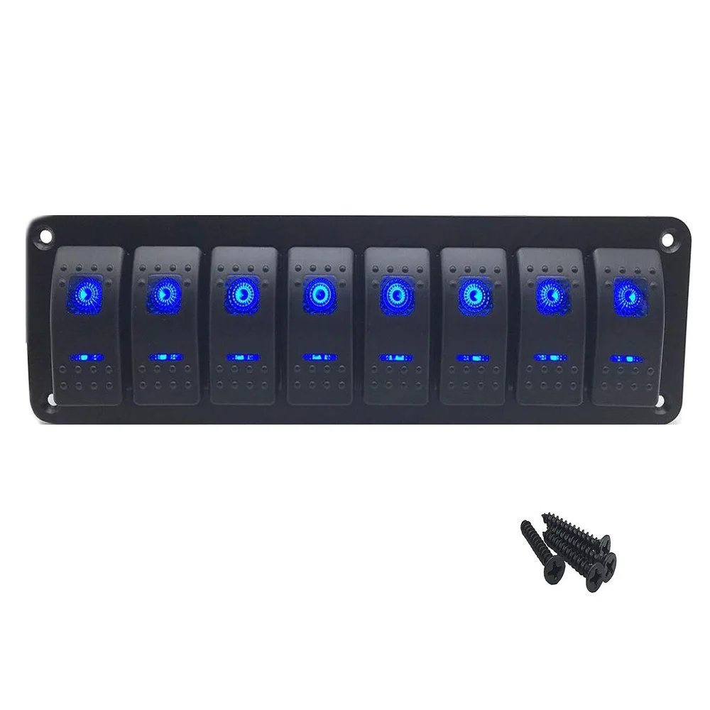 12V-14V Car Marine Boat 8-Gang Waterproof Circuit Blue / Red LED Rocker Switch Panel Breaker Switch Label Decal Car Accessories
12V-14V Car Marine Boat 8-Gang Waterproof Circuit Blue / Red LED Rocker Switch Panel Breaker Switch Label Decal Car Accessories