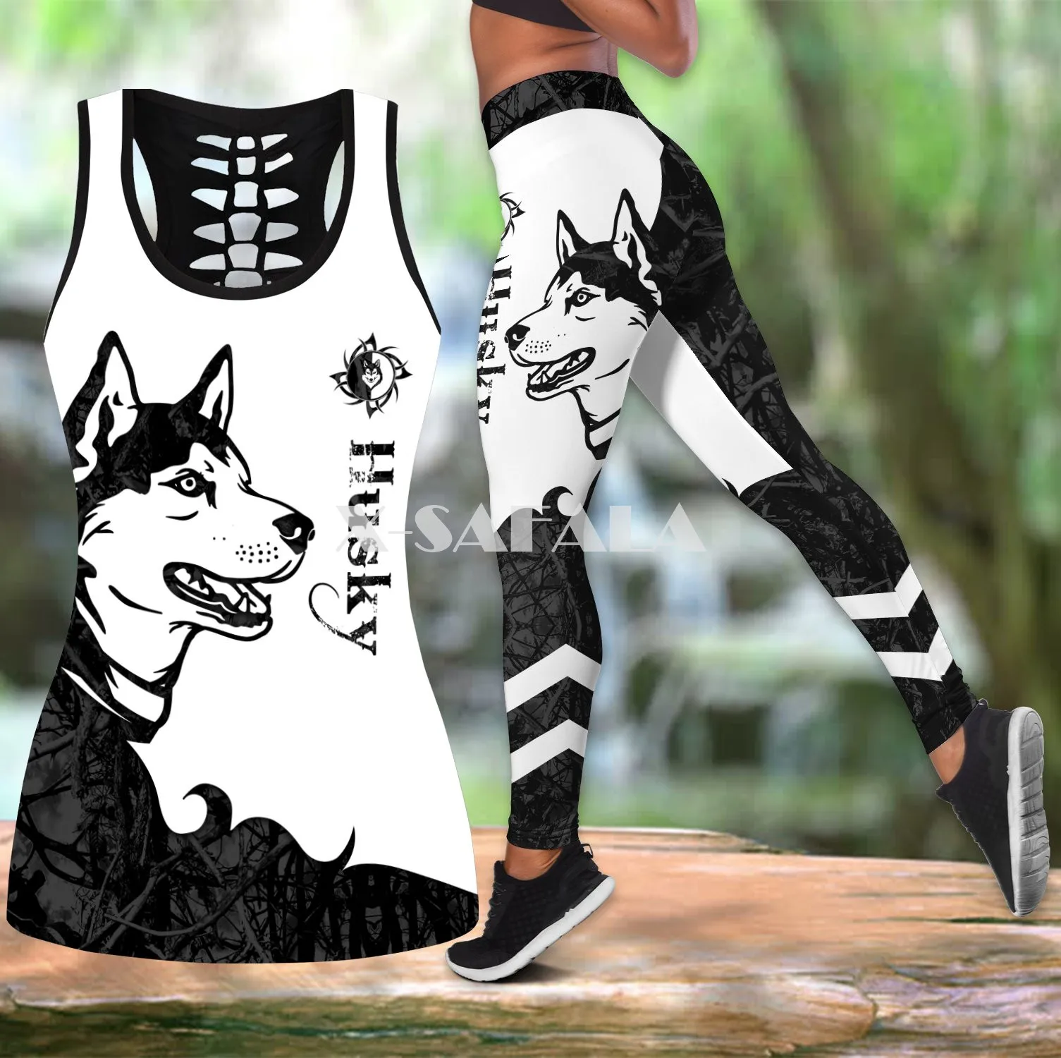 Husky Black Tattoos Dog Two Piece Yoga Set Women 3D Print Vest Hollow Out Tank Top High Waist Legging Summer Casual Sport
Husky Black Tattoos Dog Two Piece Yoga Set Women 3D Print Vest Hollow Out Tank Top High Waist Legging Summer Casual Sport