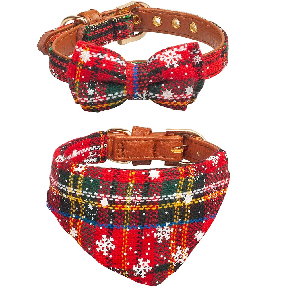 Ошейник и галстук-бабочка для собак, кожаный, регулируемый, Рождественский, бандана для собак 
Ошейник и галстук-бабочка для собак, кожаный, регулируемый, Рождественский, бандана для собак