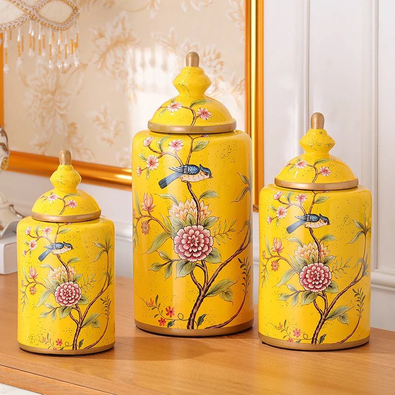 European Palace Round Pot Rustic Hand-painted Flowers and Birds Ceramic Pot Rural Ornaments with Lids for Small Household Items
European Palace Round Pot Rustic Hand-painted Flowers and Birds Ceramic Pot Rural Ornaments with Lids for Small Household Items