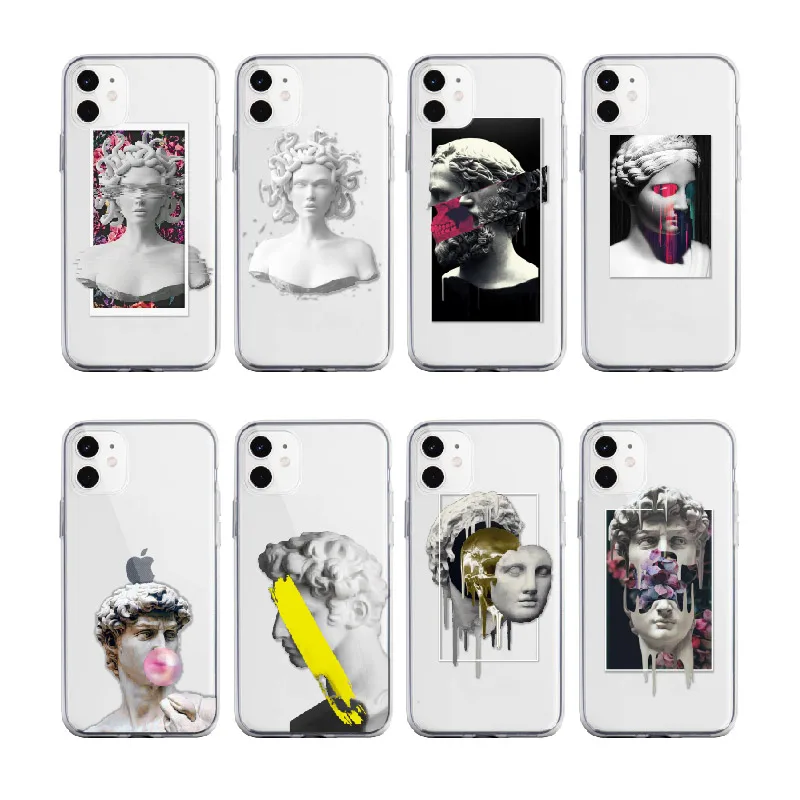 Давид микеланжело Медуза Римская Статуя для iPhone 11 12Pro 7Plus 7 8 8Plus X XS Max XR мягкий