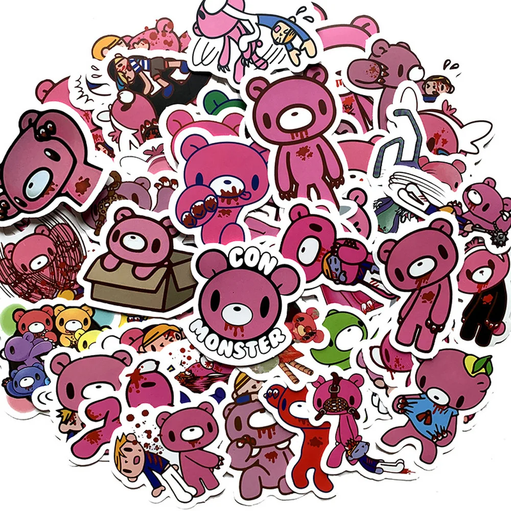 50PCS Cartoon Pink Angry Bears Stickers Anime for Laptop Luggage Motorcycle Phone Skateboard Car Kids Pegatinas | Игрушки и хобби