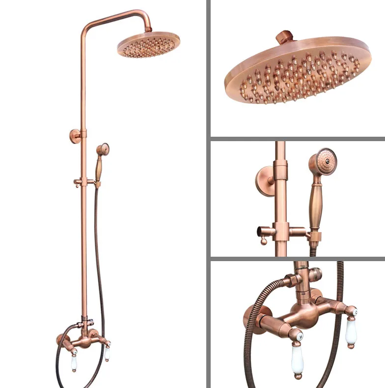Antique Red Copper Wall Mounted Bathroom Rainfall Handheld Shower Faucet Set Double Handle Mixer Tap Drg583
Antique Red Copper Wall Mounted Bathroom Rainfall Handheld Shower Faucet Set Double Handle Mixer Tap Drg583
