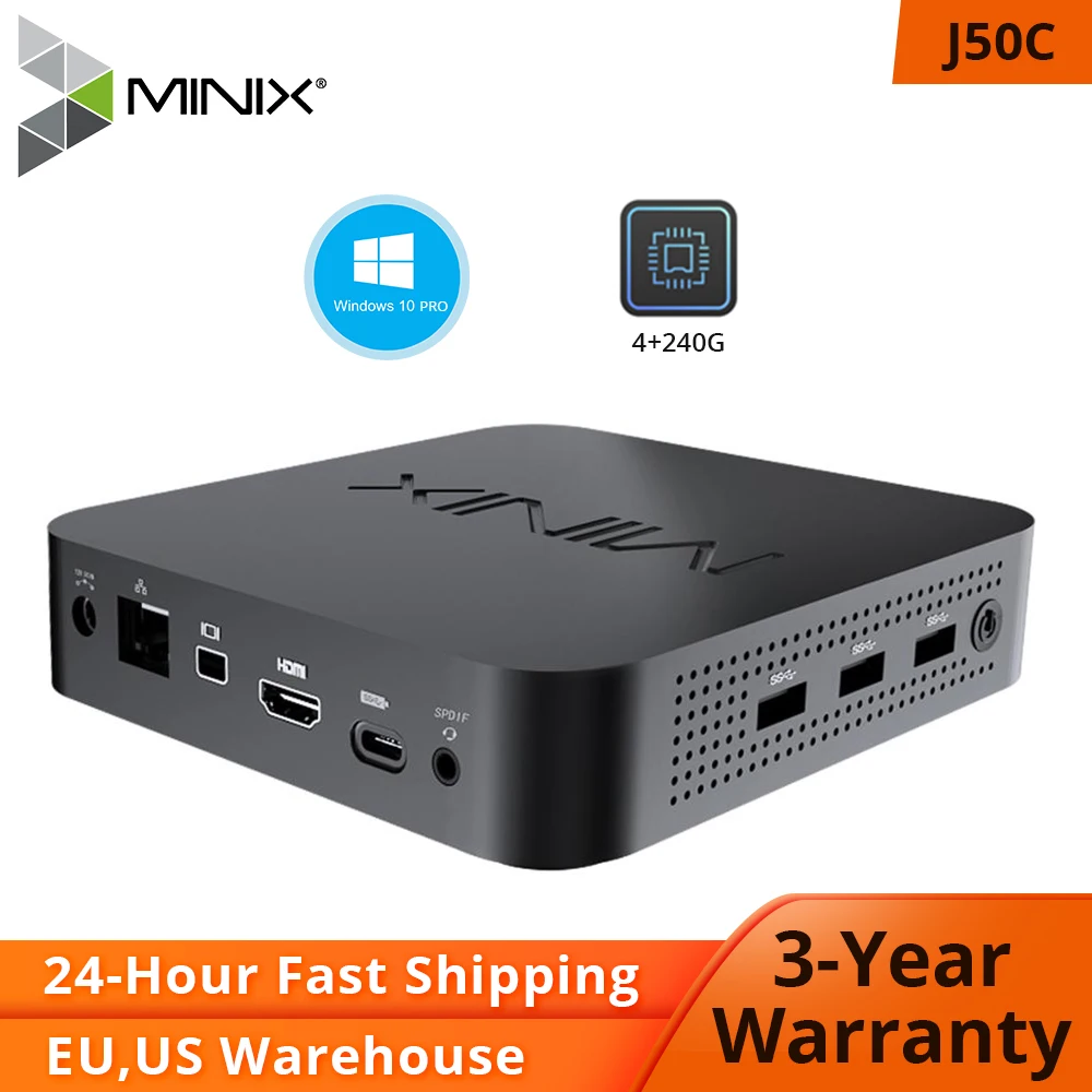 

MINIX Mini PC NEO J50C-4/J50C MAX Official Windows 10 PRO SERIES Intel Pentium J5005 DDR4 4-64GB 4GB/240GB 8GB/240GB Vesa Mount