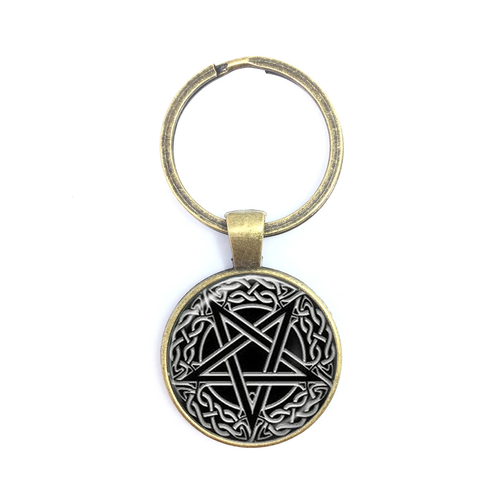 Кольцо для ключей из сплава 2019 кольцо со стеклянной пятиконечной звездой и