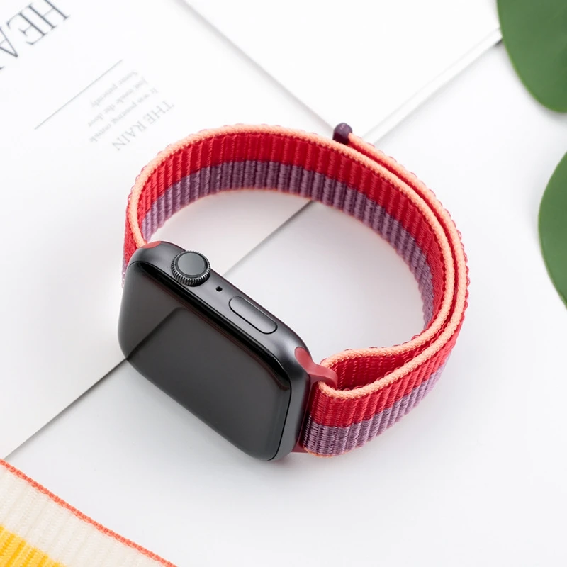 Ремешок нейлоновый для apple watch band 44 мм 40 45 41 38 42 | Наручные часы