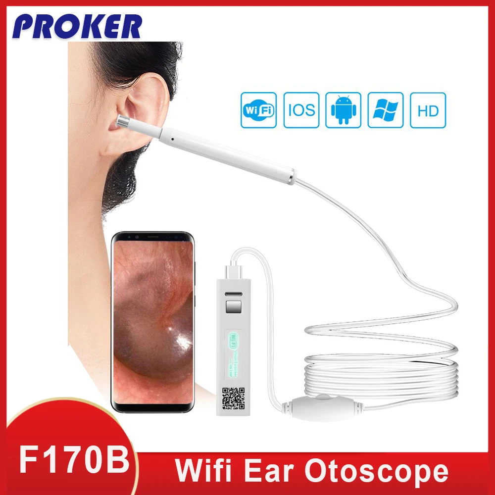 Proker wifi Ear cleaner Endoscope HD720P Visual Ear picker 5.5mm Inspection Camera Otoscope ear tunnel Camera for Phone F170B 
Proker wifi Ear cleaner Endoscope HD720P Visual Ear picker 5.5mm Inspection Camera Otoscope ear tunnel Camera for Phone F170B