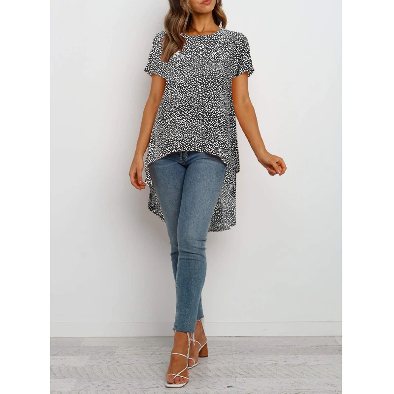 High Low Top Round Neck Blouse Loose Short Sleeve Blouse Asymmetrical Hem Tunic Casual Shirt Lady Clothing AM2075
High Low Top Round Neck Blouse Loose Short Sleeve Blouse Asymmetrical Hem Tunic Casual Shirt Lady Clothing AM2075
