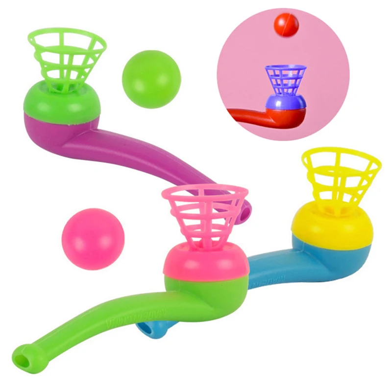 

1PCS Floating Blow Balls Tube Toy Classic Traditional Plastic Suspension Blowing Ball Recall Children Toys Kids Holiday Gift