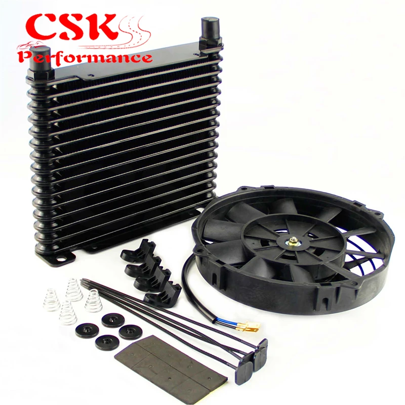 AN10 32mm Aluminum 15 Row Engine/Transmission Racing Oil Cooler +7" Electric Fan Kit Black
AN10 32mm Aluminum 15 Row Engine/Transmission Racing Oil Cooler +7" Electric Fan Kit Black