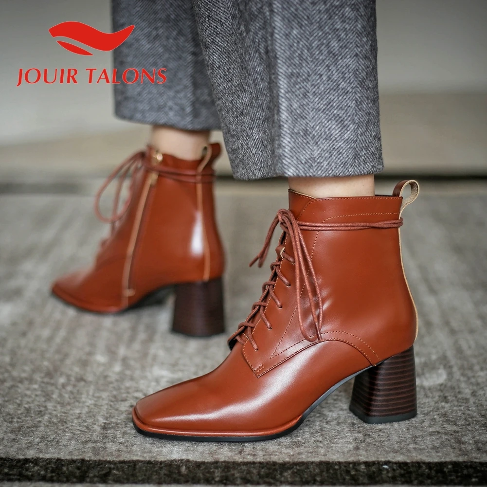 JOUIR TALONS Hot Sale Genuine Leather Women Boots Hoof Heels Square Toe Platform Spring/Autumn Women Shoes
JOUIR TALONS Hot Sale Genuine Leather Women Boots Hoof Heels Square Toe Platform Spring/Autumn Women Shoes