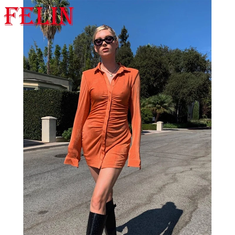 FELIN Za Pleated Turn-Down Collar Button Vintage Velvet Dress Women Sexy Mini Dresses Solid Streetwear Female Shirt Vestidos
FELIN Za Pleated Turn-Down Collar Button Vintage Velvet Dress Women Sexy Mini Dresses Solid Streetwear Female Shirt Vestidos