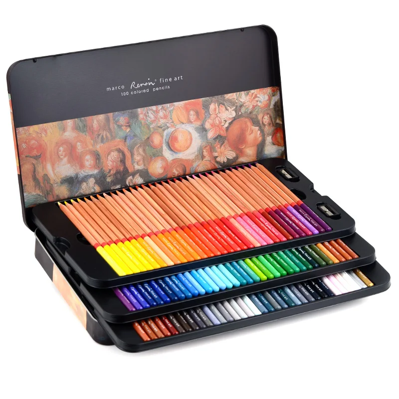 

Andstal Marco Renoir 120 Colors Professional Oil Color Pencil 12/24/48/72/100/120 Art Set drawing sketch Colour colored pencils