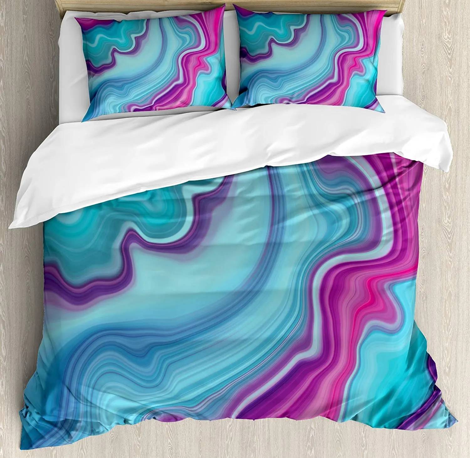 Marble Bedding Set Abstract Color Formation Wavy Aqua Pink Lines Agate Slab Mineral Layers Geographic Duvet Cover Pillowcase
Marble Bedding Set Abstract Color Formation Wavy Aqua Pink Lines Agate Slab Mineral Layers Geographic Duvet Cover Pillowcase
