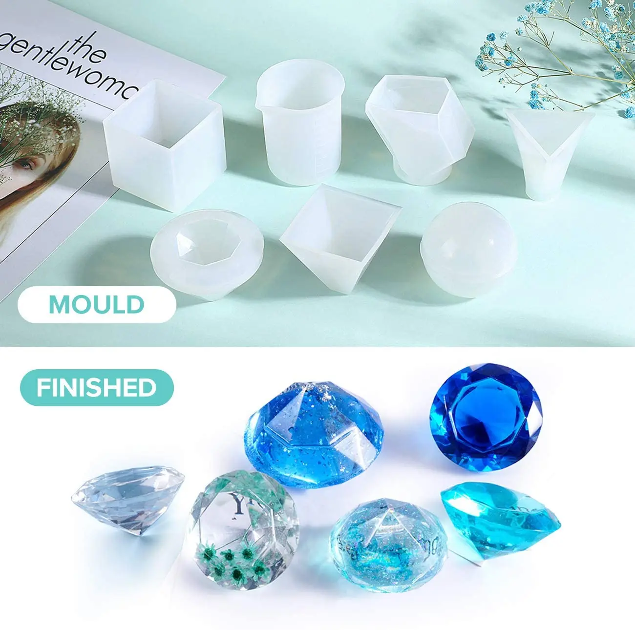 Silicone Resin Molds 18Pcs DIY Casting Molds Tools Set Including 6 Pack Large Various Shape Silicone Molds 2 Measurement Cups
Silicone Resin Molds 18Pcs DIY Casting Molds Tools Set Including 6 Pack Large Various Shape Silicone Molds 2 Measurement Cups