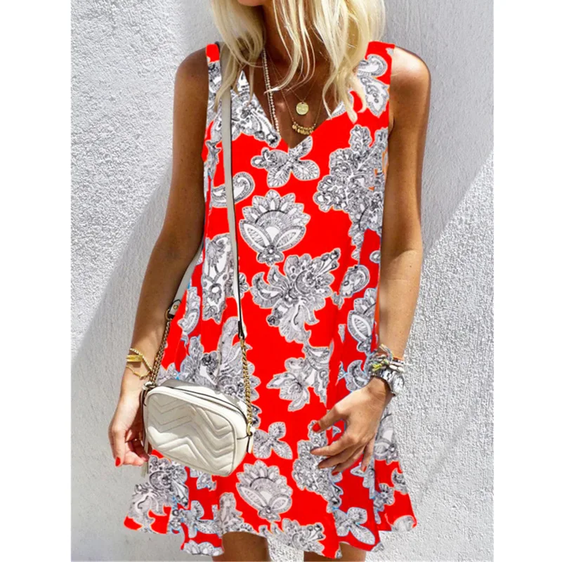 2021 Summer New Women Dress V Neck Vintage Print Large Size Loose Dresses Off Shoulder Sleeveless Party Vestido Boho Beach Dress
2021 Summer New Women Dress V Neck Vintage Print Large Size Loose Dresses Off Shoulder Sleeveless Party Vestido Boho Beach Dress