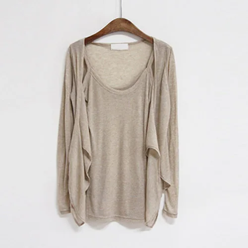 Korea fit sexy Halter tops perspective solid vest thin cardigan two piece set Tshirt suit Women Long Sleeve Female Cardigan KZVY
Korea fit sexy Halter tops perspective solid vest thin cardigan two piece set Tshirt suit Women Long Sleeve Female Cardigan KZVY