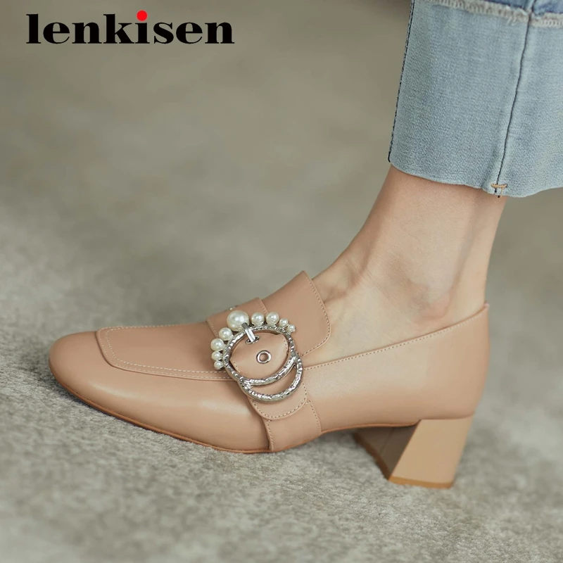 Lenkisen gladiator genuine leather buckle decorations square toe thick med heel slip on office lady dating soft women pumps L40
Lenkisen gladiator genuine leather buckle decorations square toe thick med heel slip on office lady dating soft women pumps L40