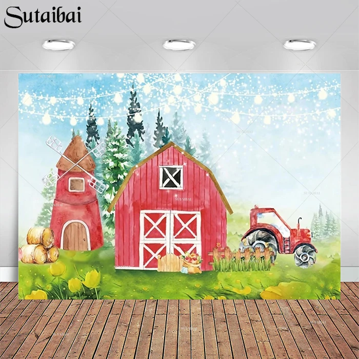 Baby Shower Cartoon Rural Farm Filed Photo Background Red Wooden House Children Birthday Family Party Backdrops Photography
Baby Shower Cartoon Rural Farm Filed Photo Background Red Wooden House Children Birthday Family Party Backdrops Photography