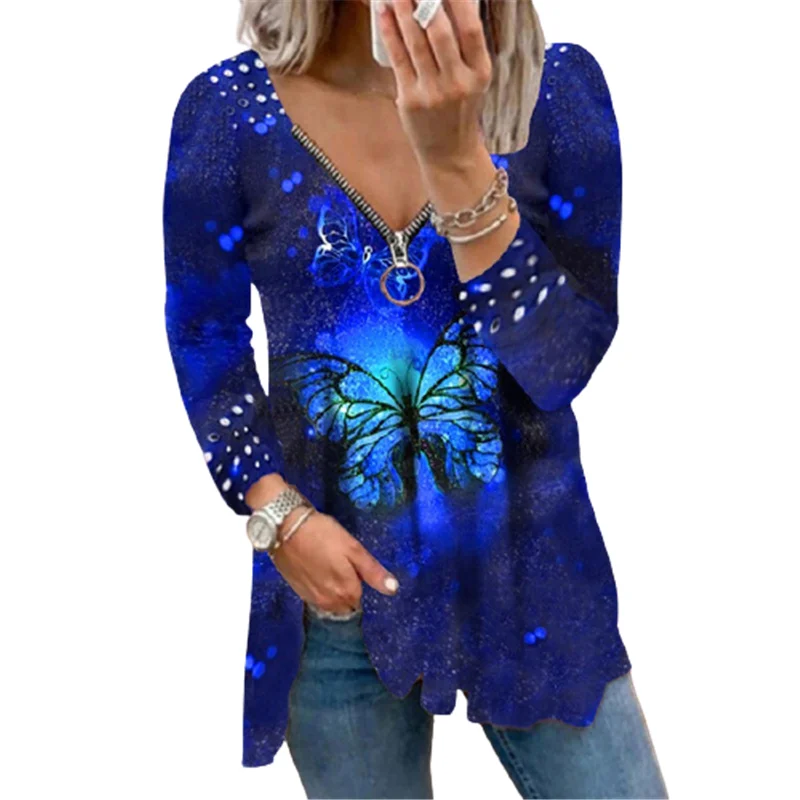 Long Sleeve Women Tie-dye Print T-Shirts Spring Autumn Butterfly 3D Gradient Print Street Lady Loose Casual V-Neck T-Shirt Tops
Long Sleeve Women Tie-dye Print T-Shirts Spring Autumn Butterfly 3D Gradient Print Street Lady Loose Casual V-Neck T-Shirt Tops