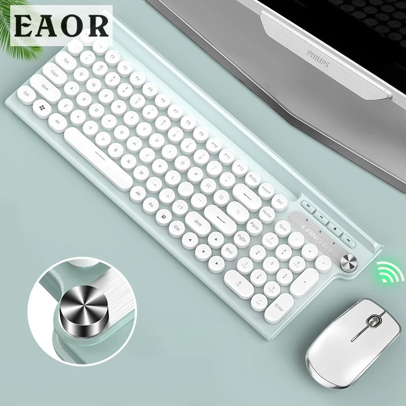 EAOR 2 4G USB Беспроводная клавиатура и мышь комбо перезаряжаемая 102 клавиши Бесшумная