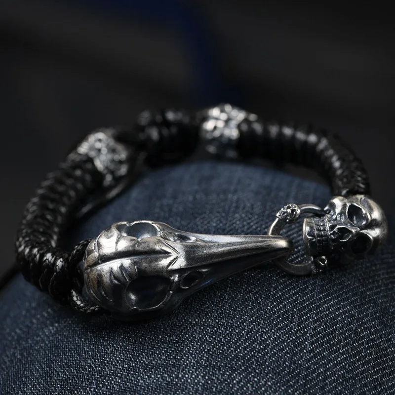 925 Silver Skeleton Charm Braclets for Men Amulet Fashion Skull Hawk Fashion Hawk Punk Rock Style Jewelry
925 Silver Skeleton Charm Braclets for Men Amulet Fashion Skull Hawk Fashion Hawk Punk Rock Style Jewelry