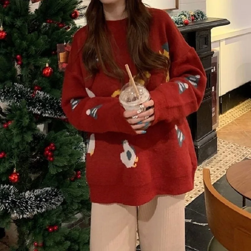 Deeptown Christmas Red Print Sweater Women Kawaii O-neck Oversize Knitted Jumper Female Preppy Fashion Long Sleeve Pullover Tops
Deeptown Christmas Red Print Sweater Women Kawaii O-neck Oversize Knitted Jumper Female Preppy Fashion Long Sleeve Pullover Tops