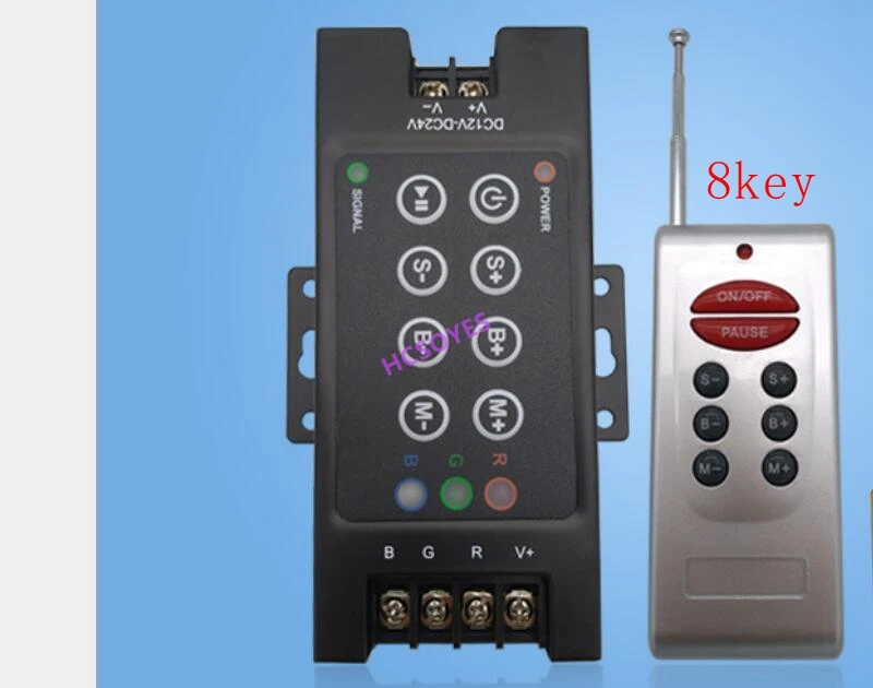 6key 8key DC12-24V 10A*3channels RF remote RGB Controller RF Wireless For RGB 5050/3528 SMD LED Lights Strip Anode
6key 8key DC12-24V 10A*3channels RF remote RGB Controller RF Wireless For RGB 5050/3528 SMD LED Lights Strip Anode