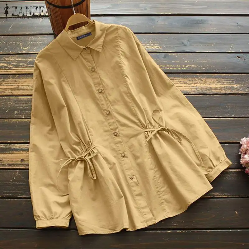 ZANZEA Vintage Lapel Neck Blouse Spring Women Long Sleeve Lace Up Shirt Casual Solid Blusas Buttons Down Tunic Tops
ZANZEA Vintage Lapel Neck Blouse Spring Women Long Sleeve Lace Up Shirt Casual Solid Blusas Buttons Down Tunic Tops