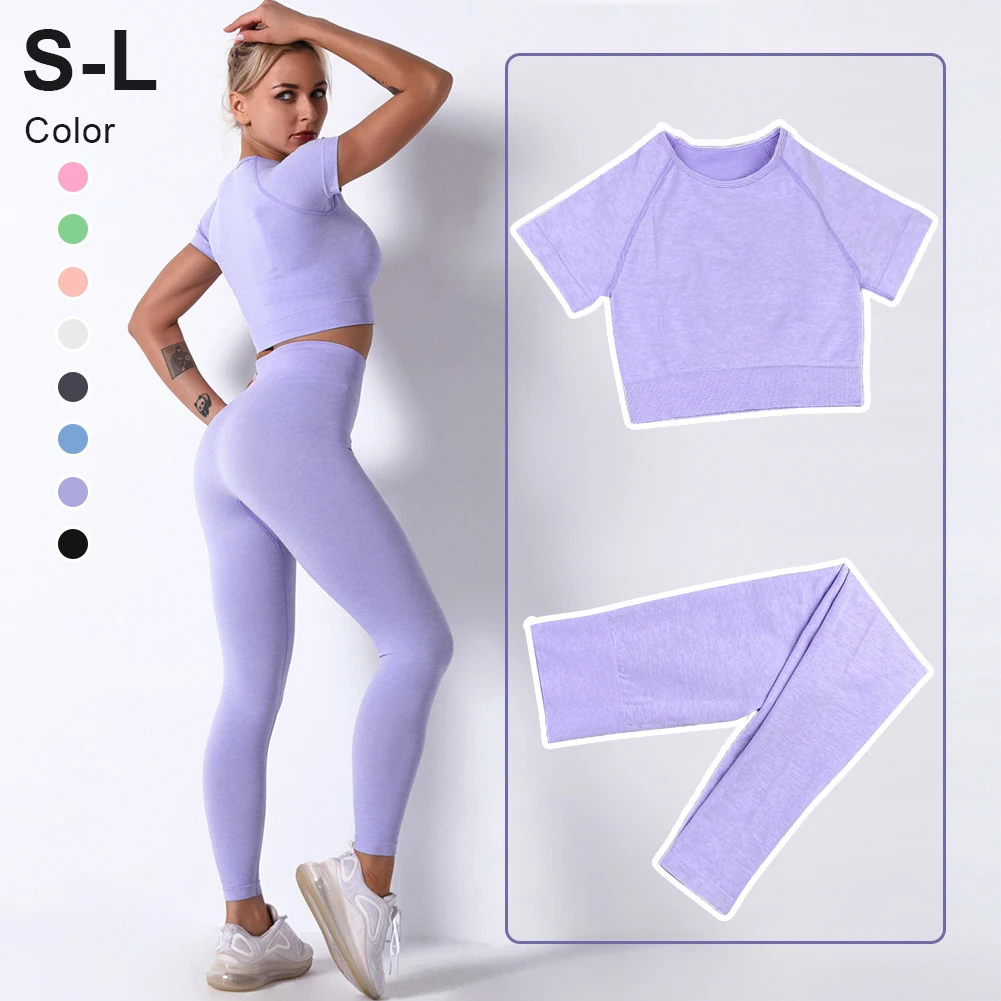 Women's Workout Sets 2 Piece Outfits Seamless Short Sleeve Top High Waisted Leggings Gym Clothes Yoga Outfits Activewear
Women's Workout Sets 2 Piece Outfits Seamless Short Sleeve Top High Waisted Leggings Gym Clothes Yoga Outfits Activewear