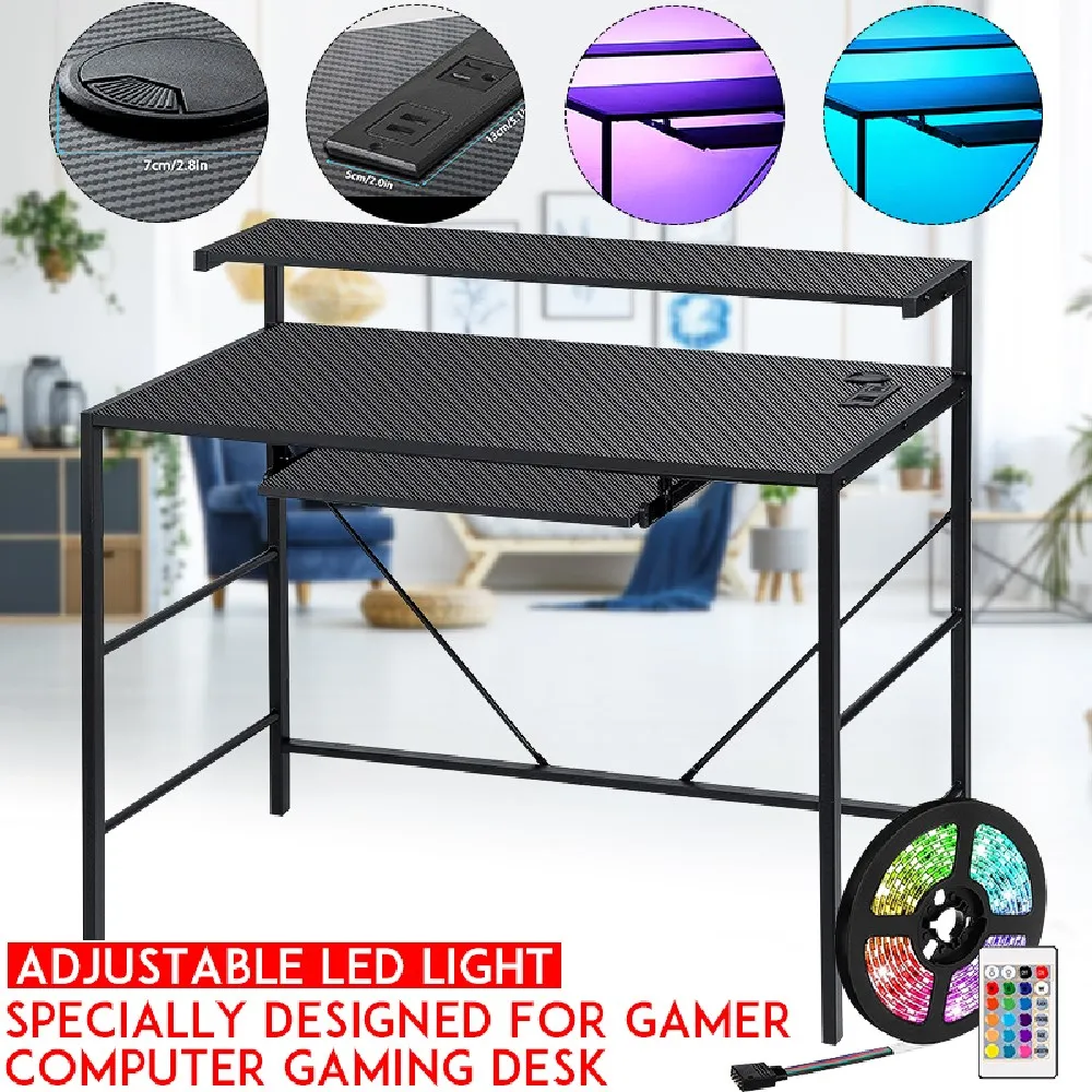 2 Layers LED Gaming Desk E-sports Computer Table PC Desk Gamer Tables Workstation Laptop Standing Desk with Keyboard Holders
2 Layers LED Gaming Desk E-sports Computer Table PC Desk Gamer Tables Workstation Laptop Standing Desk with Keyboard Holders