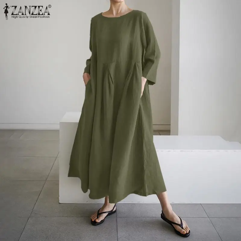 Elegant O Neck Long Sleeve Solid Long Dress ZANZEA Women Autumn Sundress Vintage Pleated Loose Party Vestidos Kaftan Robe Femme
Elegant O Neck Long Sleeve Solid Long Dress ZANZEA Women Autumn Sundress Vintage Pleated Loose Party Vestidos Kaftan Robe Femme