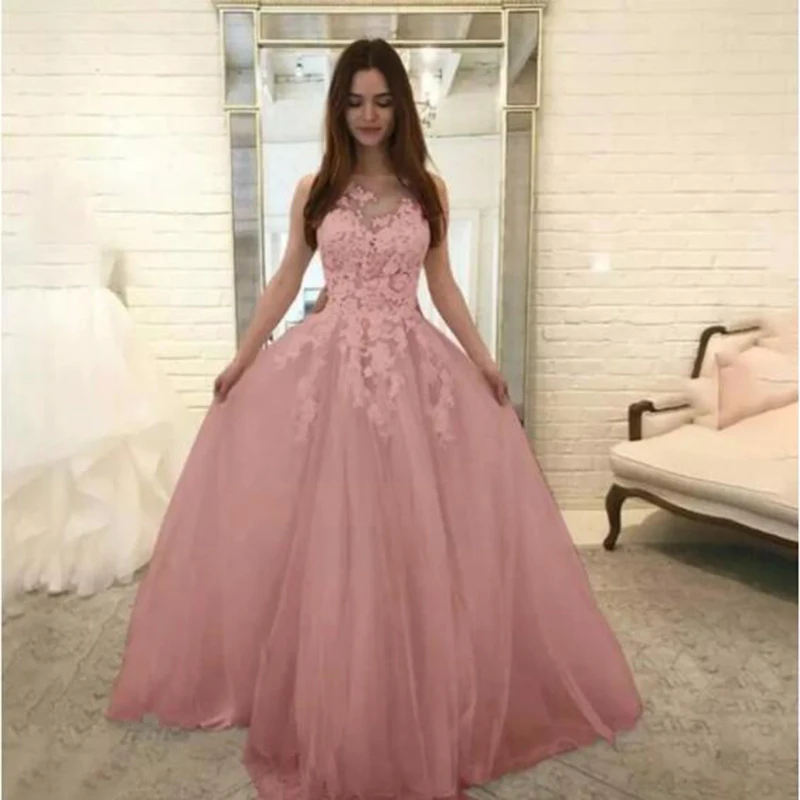 vestido de cerimonia A Line Pink Lace Tulle Prom Dresses Lace Appliqued Scoop Neck Long Party Dress For Women Sleeveless Cheap
vestido de cerimonia A Line Pink Lace Tulle Prom Dresses Lace Appliqued Scoop Neck Long Party Dress For Women Sleeveless Cheap