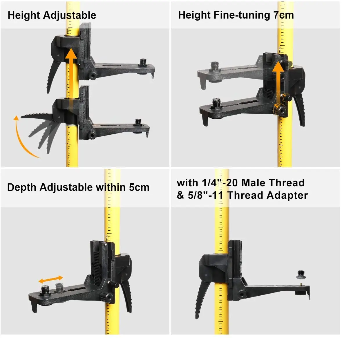 12 FT/3.7m Telescoping Pole with 1/4-Inch by 20-Inch Laser Mount for Rotary and Line Lasers Adjustable Telescoping Pole 
12 FT/3.7m Telescoping Pole with 1/4-Inch by 20-Inch Laser Mount for Rotary and Line Lasers Adjustable Telescoping Pole