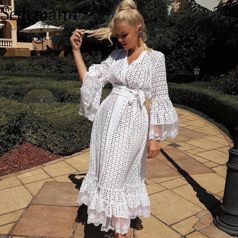 Seifrmann New 2021 Autumn Women Fashion Runway Party A-Line Dress Flare Sleeve Bow Sashes Ruffles Whith Printed Long Dresses
Seifrmann New 2021 Autumn Women Fashion Runway Party A-Line Dress Flare Sleeve Bow Sashes Ruffles Whith Printed Long Dresses