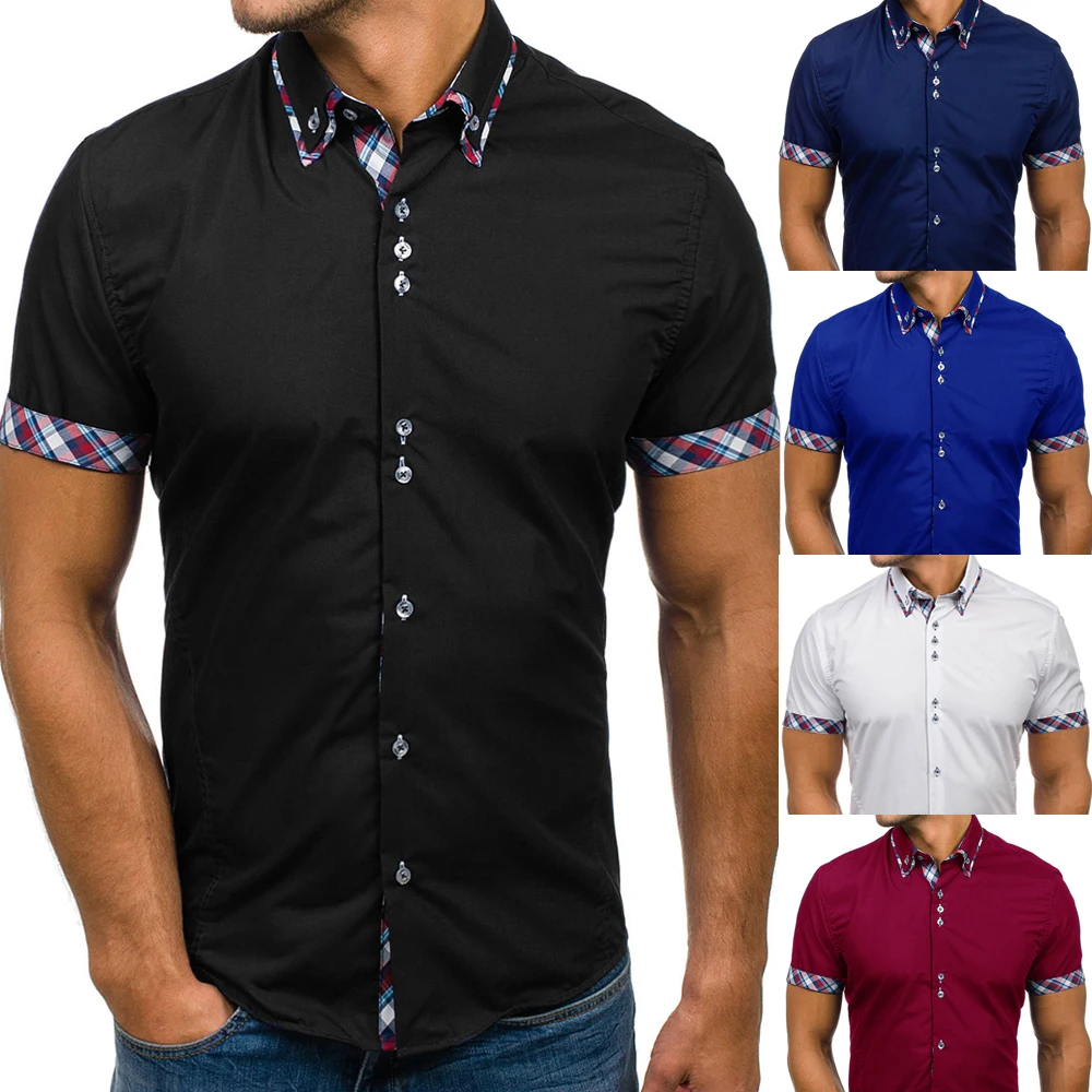 Brand Fashion Solid Color Men's Shirt Summer 2021 Short Sleeve Casual Slim Fit Shirts Cotton Breathable Plaid Social Dress Shirt
Brand Fashion Solid Color Men's Shirt Summer 2021 Short Sleeve Casual Slim Fit Shirts Cotton Breathable Plaid Social Dress Shirt