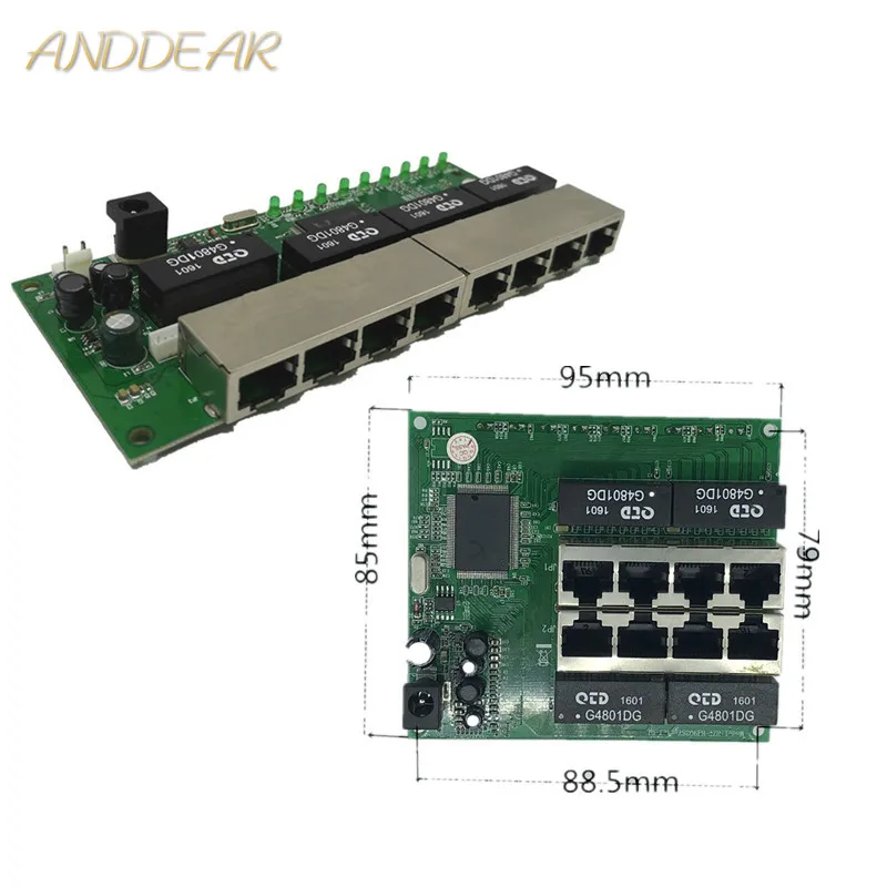 OEM PBC 8 Port Gigabit Ethernet Switch met pin way header 10/100/1000 m hub 8way power Pcb board schroef gat | Электроника