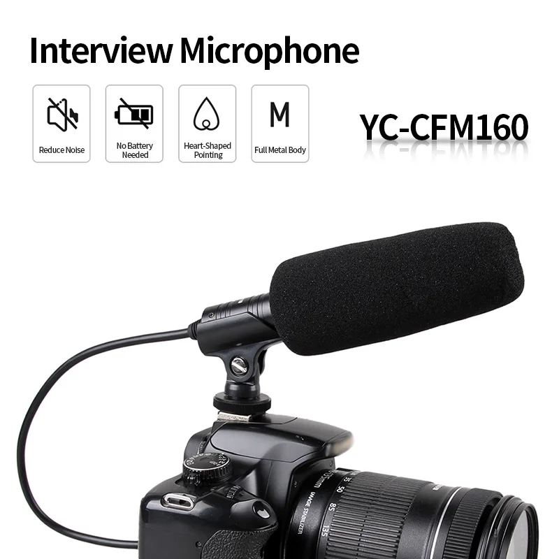 YICHAUNG CFM160 Interview Microphone On-Camera Video Recording Mic Microfone for DSLR Camera
YICHAUNG CFM160 Interview Microphone On-Camera Video Recording Mic Microfone for DSLR Camera
