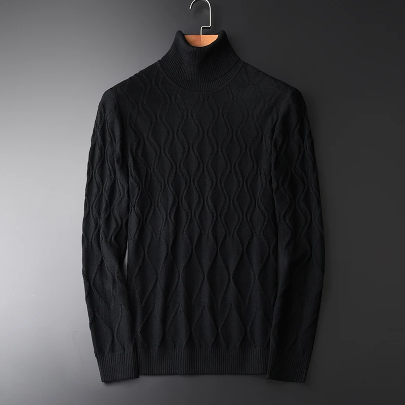 Winter Turtleneck Men Sweater Fashion Slim Fit Black Personality Diamond Lattice Design Mens Sweaters
Winter Turtleneck Men Sweater Fashion Slim Fit Black Personality Diamond Lattice Design Mens Sweaters