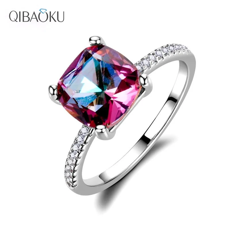 Sterling Silver 925 jewelry Rings for Women Chamfer Square 8*8MM Rainbow Zirconia ring Anniversary Jewelry Valentines day gift
Sterling Silver 925 jewelry Rings for Women Chamfer Square 8*8MM Rainbow Zirconia ring Anniversary Jewelry Valentines day gift