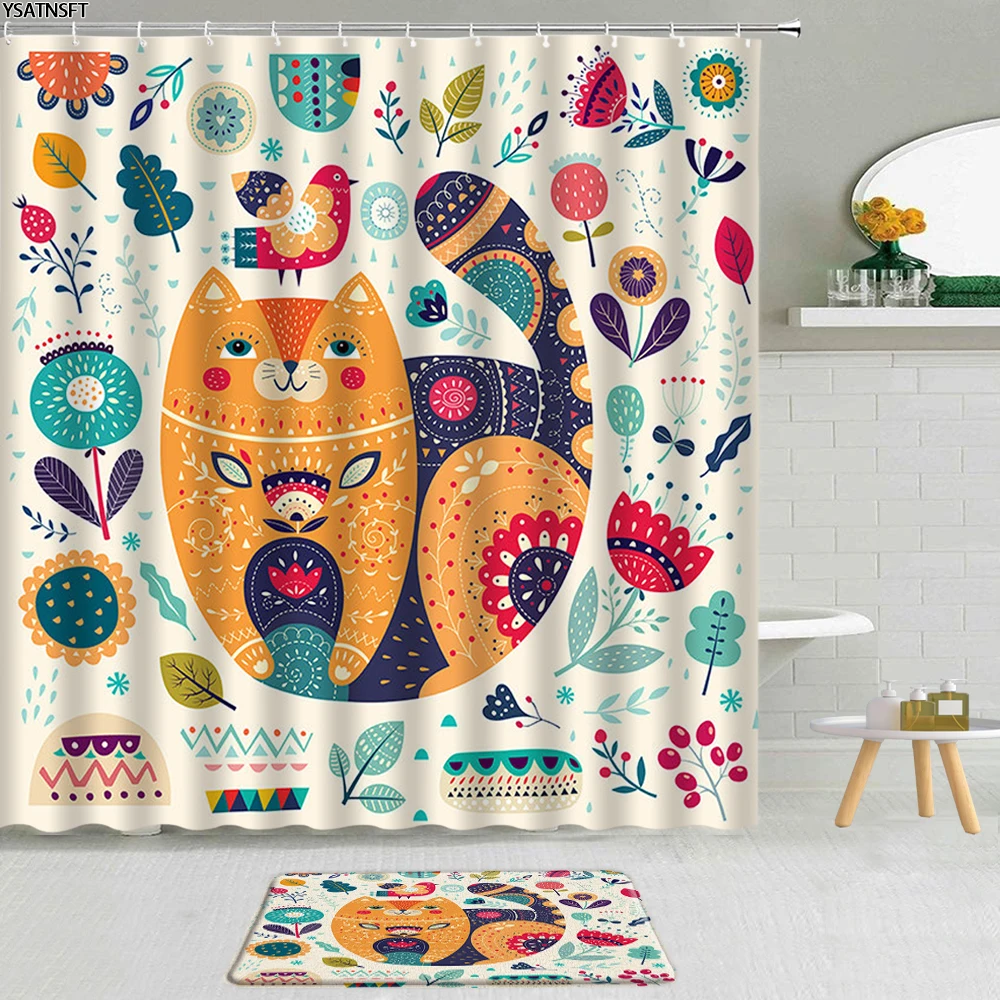 2Pcs Cartoon Animal Cat Shower Curtain Dog Flower Green Plant Birds Print Pattern Bathroom Non-Slip Bath Mat Curtains Decor Set 
2Pcs Cartoon Animal Cat Shower Curtain Dog Flower Green Plant Birds Print Pattern Bathroom Non-Slip Bath Mat Curtains Decor Set