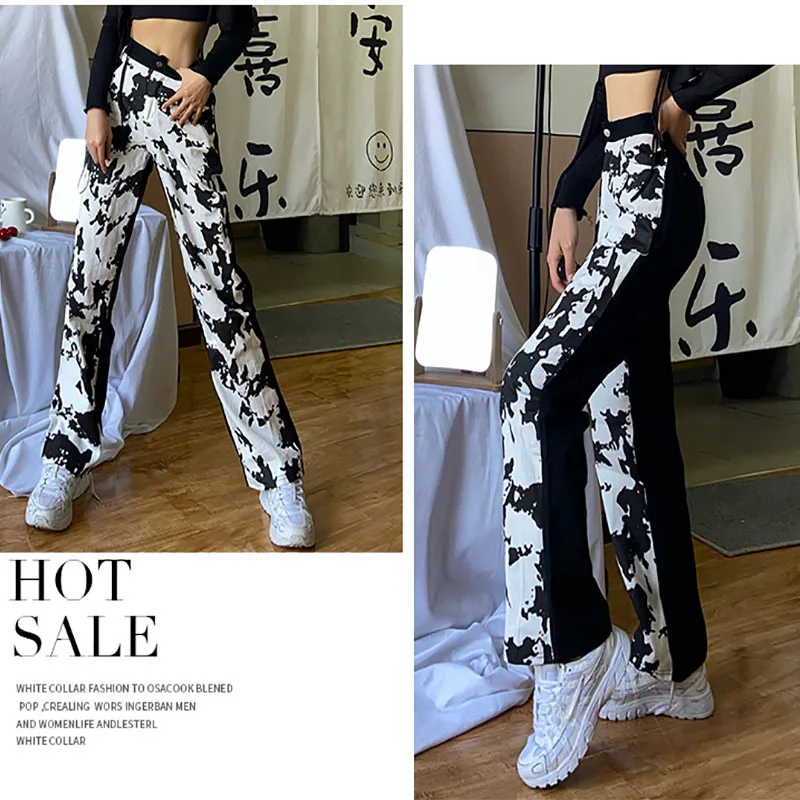 2021 INS Trend High Waist Casual Pants Thin Type Fashion Girls Summer Bottom Tie Dye Patched Colors Black Straight Pants Women
2021 INS Trend High Waist Casual Pants Thin Type Fashion Girls Summer Bottom Tie Dye Patched Colors Black Straight Pants Women