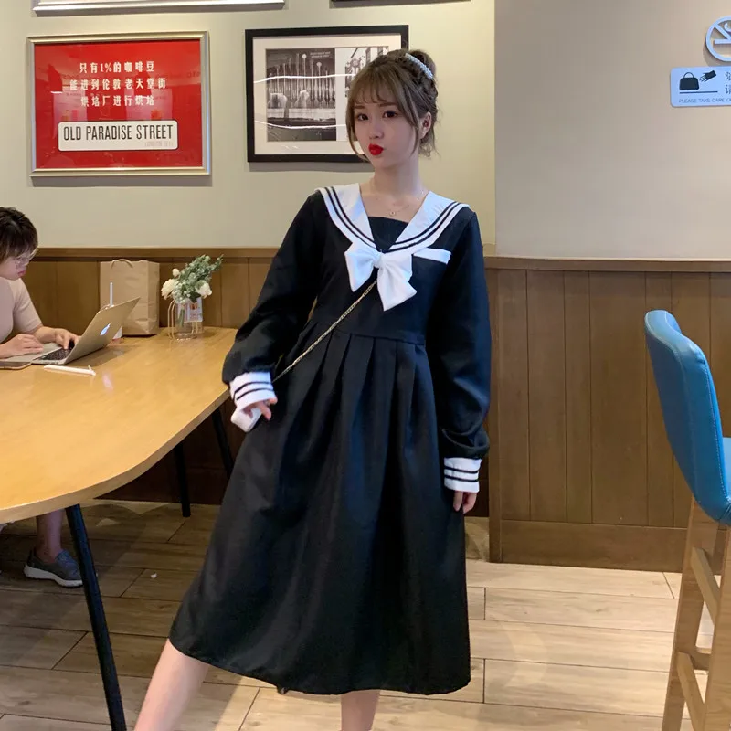 Plus size women's autumn new retro navy collar dress mid-length pleated long-sleeved dresses for women
Plus size women's autumn new retro navy collar dress mid-length pleated long-sleeved dresses for women