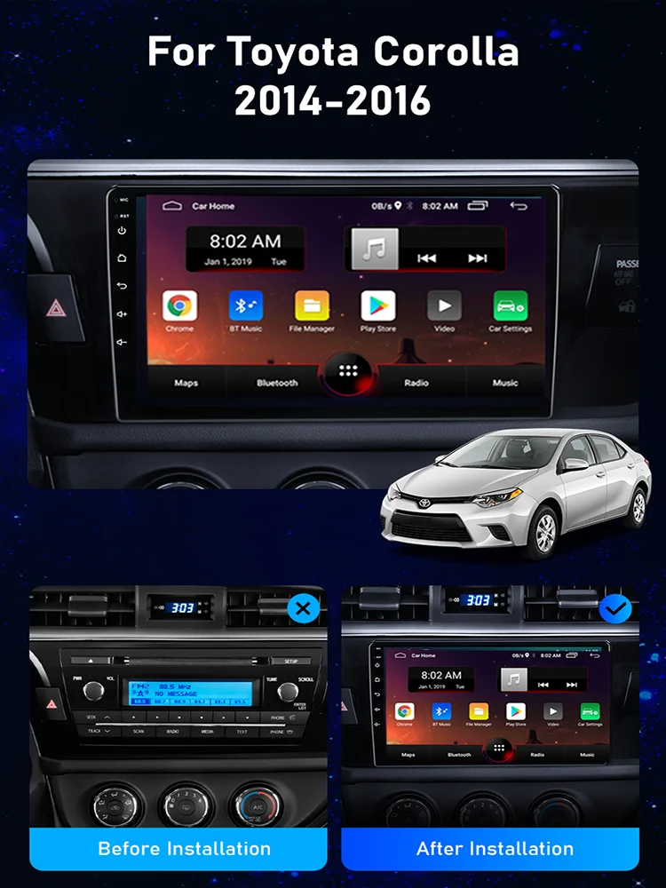 Автомобильный мультимедийный плеер, 2 DIN, Android 10, стерео, аудио, радио, 4G, Wi-Fi, динамик, carplay, сенсорный экран для Toyota Corolla 2014-2016, 10 дюймов
Автомобильный мультимедийный плеер, 2 DIN, Android 10, стерео, аудио, радио, 4G, Wi-Fi, динамик, carplay, сенсорный экран для Toyota Corolla 2014-2016, 10 дюймов