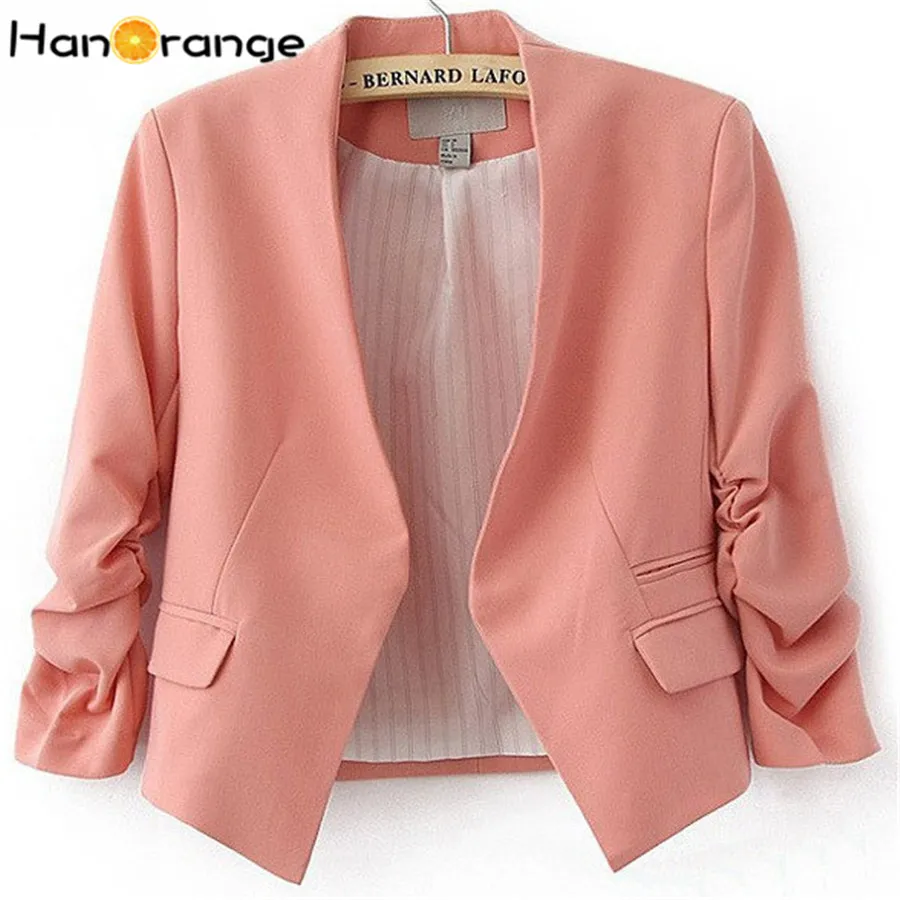 HanOrange/весенне летний корейский офисный женский короткий Блейзер с карманами