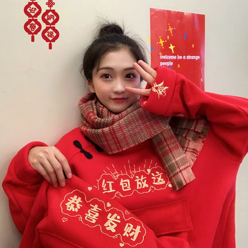 Women Autumn Winter Oversized Warm Pullovers Harajuku Character Embroidery Red Hoodies Comfy Thick Sweatshirts New 2021
Women Autumn Winter Oversized Warm Pullovers Harajuku Character Embroidery Red Hoodies Comfy Thick Sweatshirts New 2021