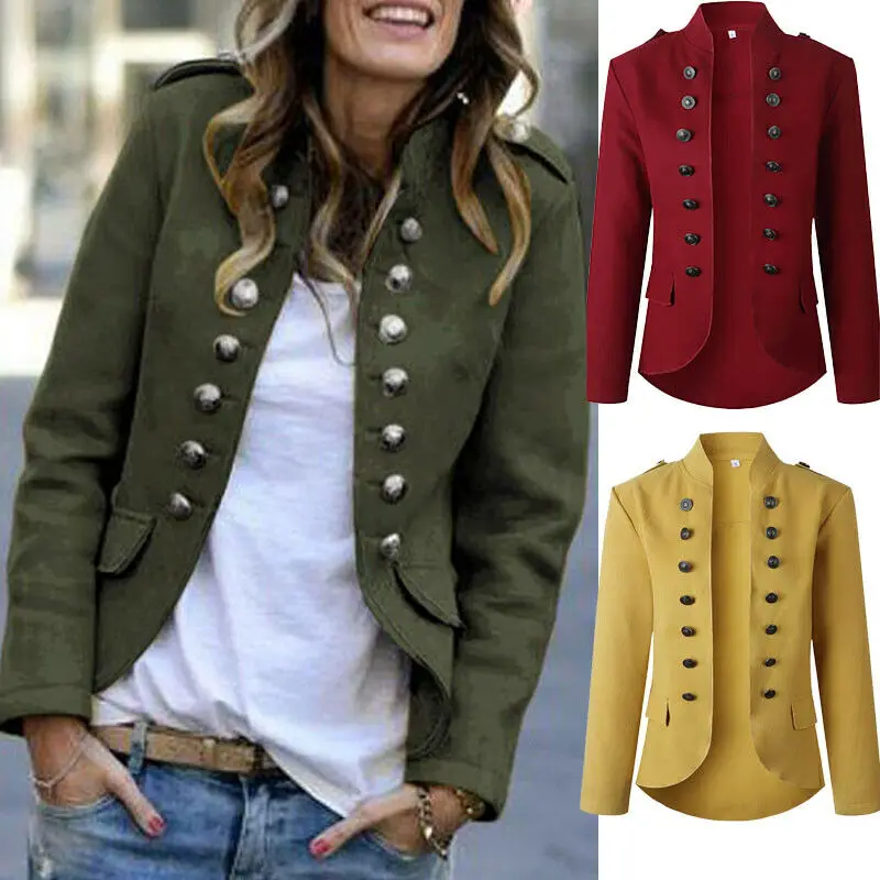Women Button Suit Bomber Jacket Ladies Retro Coat Long Sleeve Casual Outwear Top
Women Button Suit Bomber Jacket Ladies Retro Coat Long Sleeve Casual Outwear Top