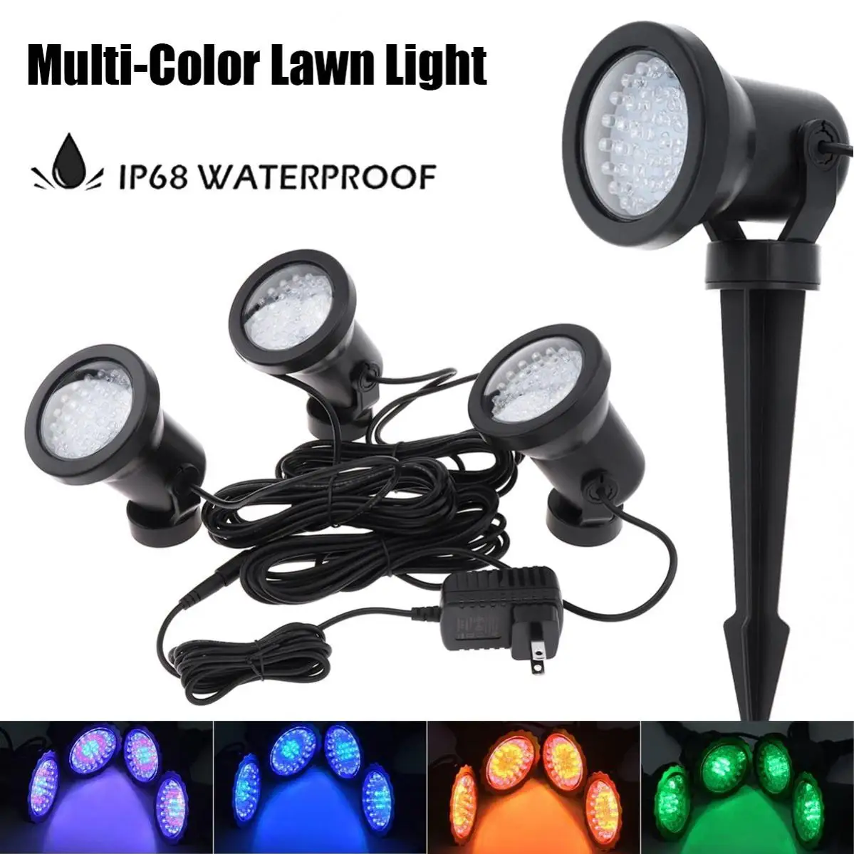 Lawn Lamps 3 Lights 36 LEDs Waterproof Color Landscaping Spotlights and 16 Colors for Lawn Lamp
Lawn Lamps 3 Lights 36 LEDs Waterproof Color Landscaping Spotlights and 16 Colors for Lawn Lamp