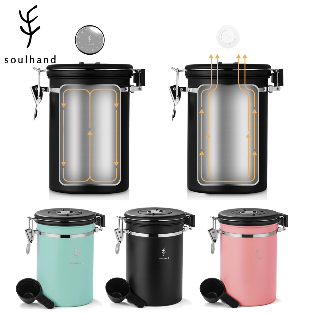 SOULHAND кофейная канистра из нержавеющей стали 660 г Двухрежимная банка для хранения