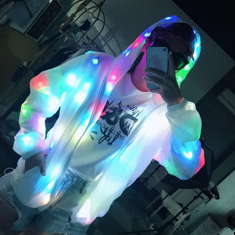 Светодиодное освещение пальто светящийся костюм креативная водонепроницаемая
